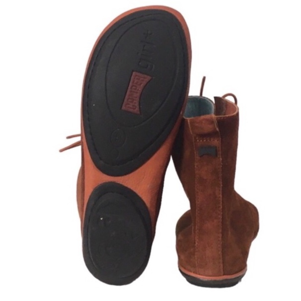 Camper Girl Suede Burnt Orange Lace Up Ankle Booties Shoes 37 US 6.5 - Picture 4 of 6